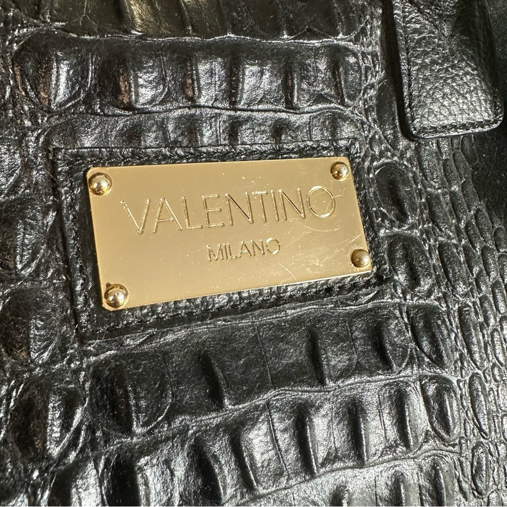 Valentino Black Leather Satchel with Gold color Hardware. - Picture 10 of 15